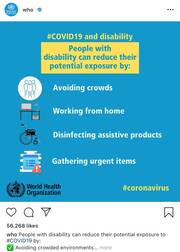 Die Instagram-Seite der WHO veröffentlicht leicht verständliche Informationen (Nudge: Offenlegung von Informationen) © Screenshot, www.instagram.com/p/B-jYDqODZNO/