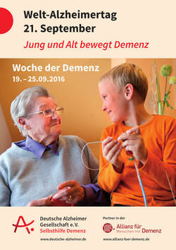 Plakat mit älterer Frau und Kind