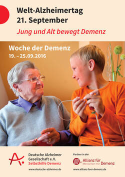 © Deutsche Alzheimer Gesellschaft e.V. Plakat mit älterer Frau und Kind