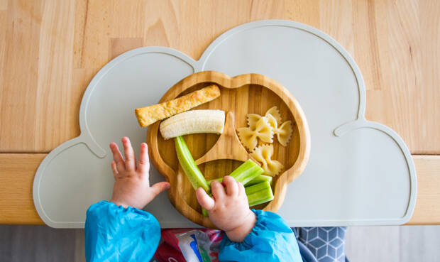 Babyhände greifen Fingerfood
