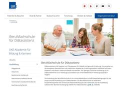 Startseite der Berufsfachschule für Diätassistenz am UKE Hamburg (Screenshot).
