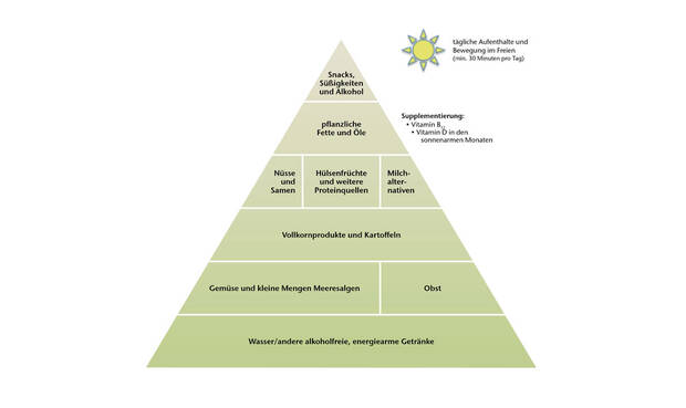 Schema der Gießener veganen Lebensmittelpyramide. © UZV