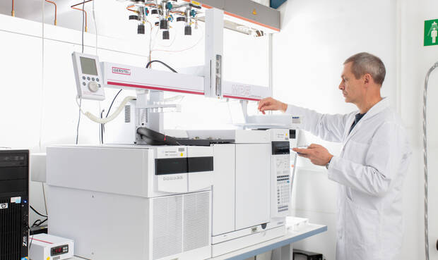 Technischer Mitarbeiter bei der Analyse von Fettsäuren in Plasmaproben mittels Gaschromatographie und Massenspektrometrie. © Till Budde/DIfE