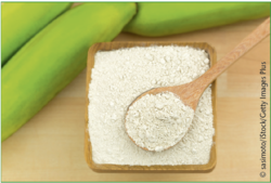 Grünes Bananenmehl ist glutenfrei, im Vergleich zu anderen Mehlsorten energiearm und enthält resistente Stärke.