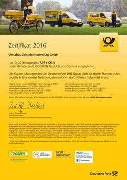Das Zertifikat des UZV. © Deutsche Post AG